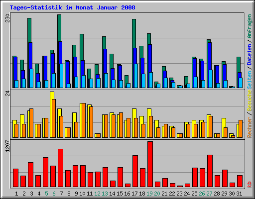 Tages-Statistik im Monat Januar 2008